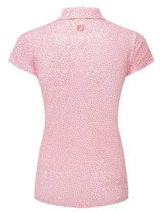 FootJoy Animal Print Cap Sleeve Lisle women's polo, pink lemonade