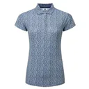 FootJoy Animal Print Cap Sleeve Lisle women's polo, skyway/white/navy