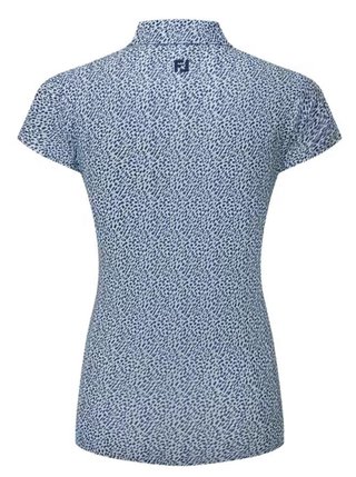 FootJoy Animal Print Cap Sleeve Lisle women's polo, skyway/white/navy