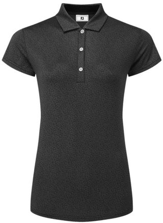 FootJoy Animal Print Cap Sleeve Lisle women's polo, black