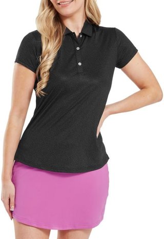FootJoy Animal Print Cap Sleeve Lisle women's polo, black
