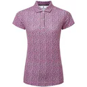 FootJoy Animal Print Cap Sleeve women's polo, white/berry/black