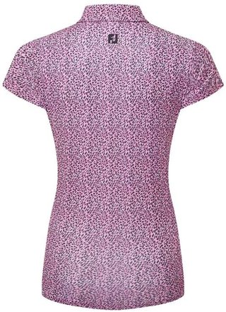 FootJoy Animal Print Cap Sleeve women's polo, white/berry/black