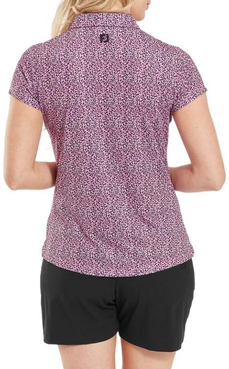 FootJoy Animal Print Cap Sleeve women's polo, white/berry/black