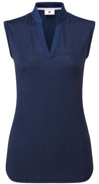 FootJoy Animal Print Sleeveless Lisle ladies polo, navy