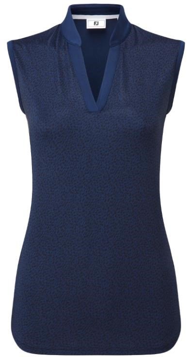 FootJoy Animal Print Sleeveless Lisle ladies polo, navy