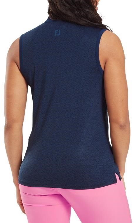 FootJoy Animal Print Sleeveless Lisle ladies polo, navy