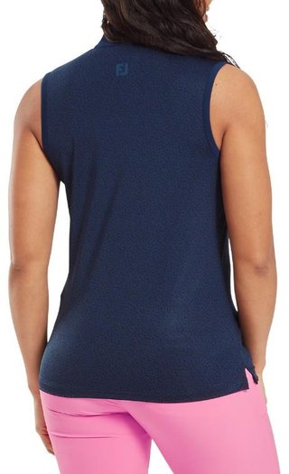 FootJoy Animal Print Sleeveless Lisle ladies polo, navy