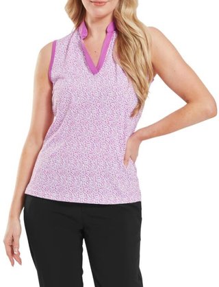 FootJoy Animal Print Sleeveless women's polo, berry