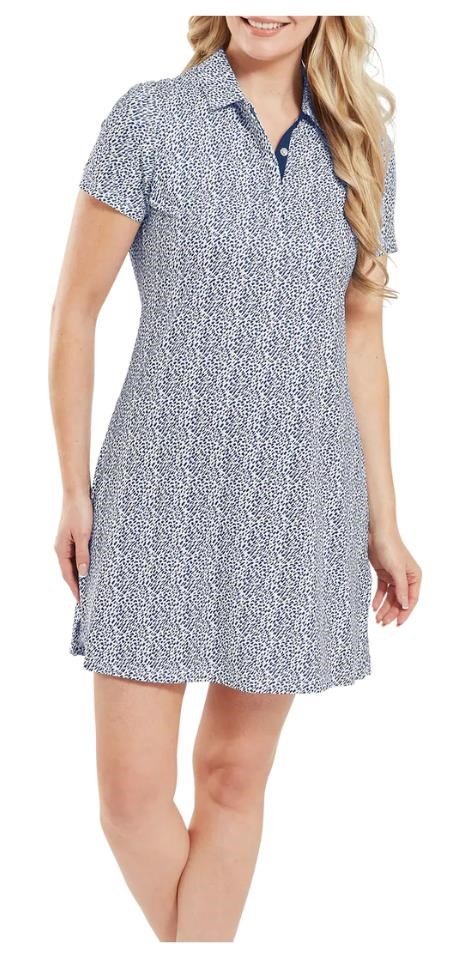 FootJoy Animal Print women's dress, white/skyway/navy