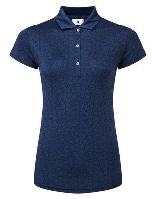 FootJoy Painted Floral Cap Sleeve Lisle women's polo, navy