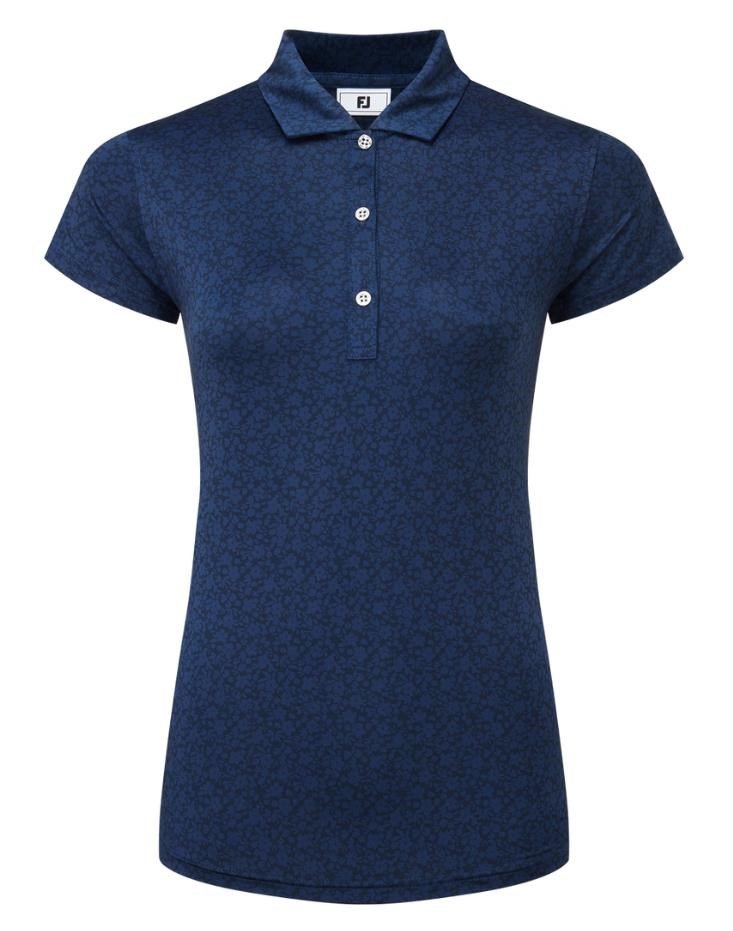 FootJoy Painted Floral Cap Sleeve Lisle women's polo, navy