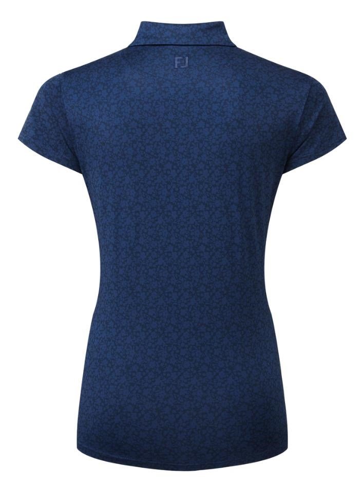 FootJoy Painted Floral Cap Sleeve Lisle women's polo, navy
