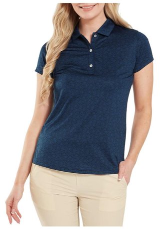 FootJoy Painted Floral Cap Sleeve Lisle women's polo, navy