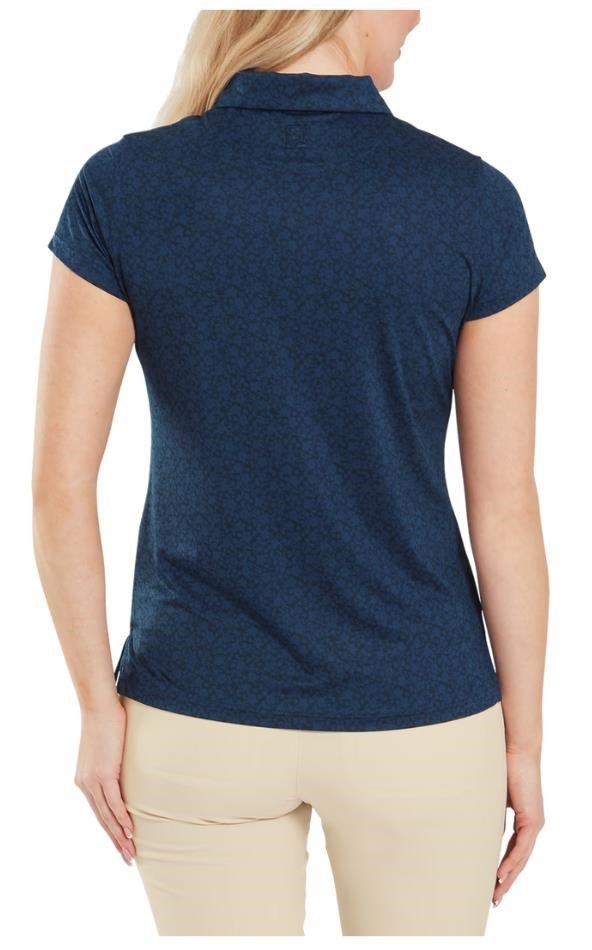 FootJoy Painted Floral Cap Sleeve Lisle women's polo, navy