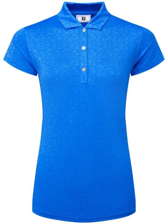 FootJoy Painted Floral Cap Sleeve Lisle women's polo, cobalt