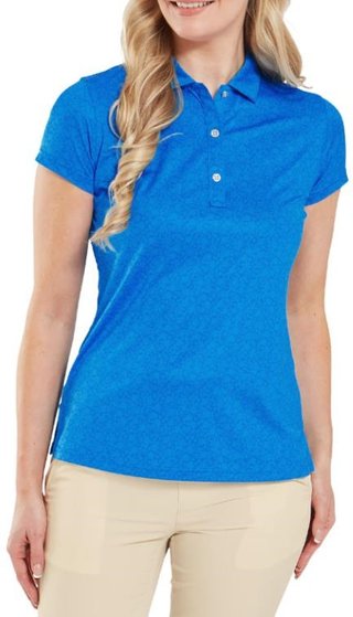 FootJoy Painted Floral Cap Sleeve Lisle women's polo, cobalt