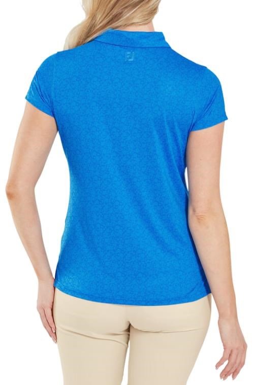 FootJoy Painted Floral Cap Sleeve Lisle women's polo, cobalt