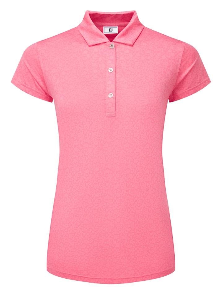FootJoy Painted Floral Cap Sleeve women's polo, pink lemonade