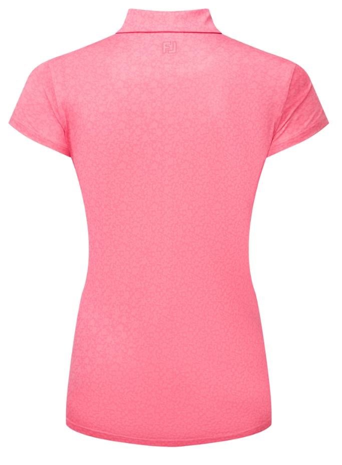 FootJoy Painted Floral Cap Sleeve women's polo, pink lemonade