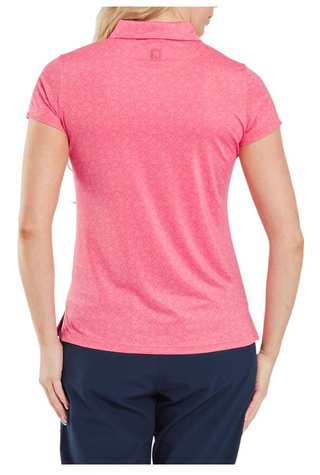 FootJoy Painted Floral Cap Sleeve women's polo, pink lemonade