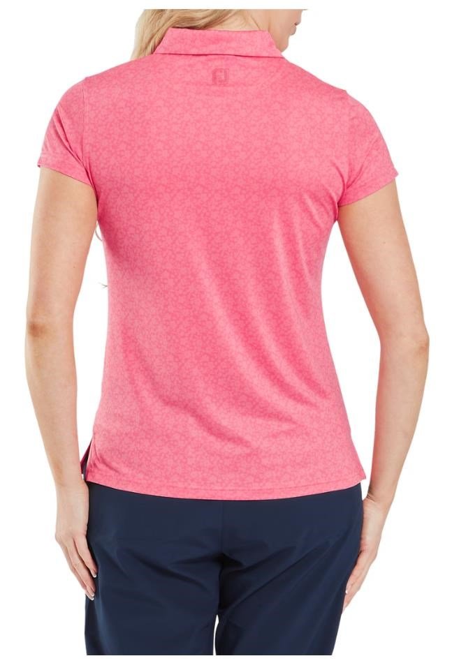 FootJoy Painted Floral Cap Sleeve women's polo, pink lemonade