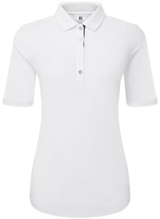 FootJoy Half Sleeve Ruched Lisle women's polo, white