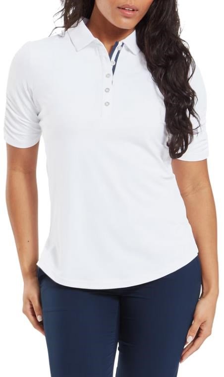 FootJoy Half Sleeve Ruched Lisle women's polo, white