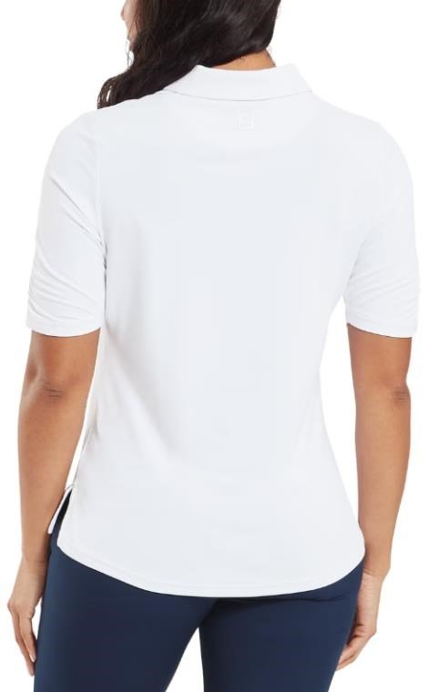 FootJoy Half Sleeve Ruched Lisle women's polo, white