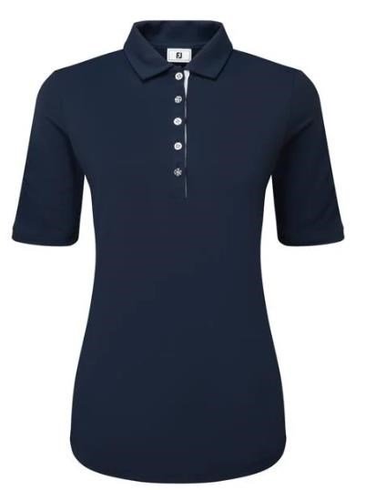 FootJoy Half Sleeve Ruched Lisle women's polo, navy