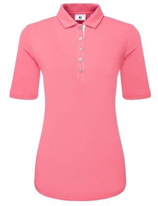 FootJoy Half Sleeve Ruched Lisle women's polo, pink lemonade