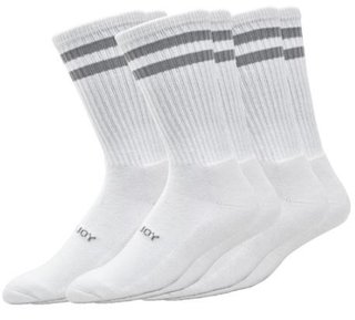 FootJoy ComfortSof Crew men's socks, white/grey stripes (3 pairs)
