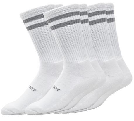 FootJoy ComfortSof Crew men's socks, white/grey stripes (3 pairs)