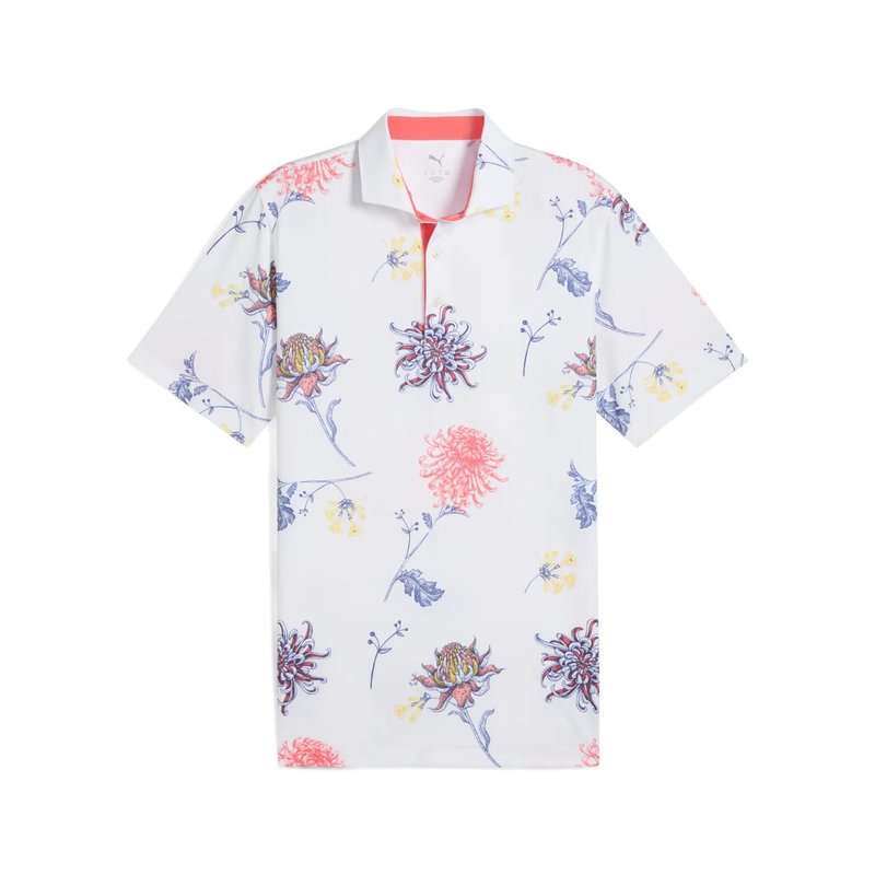 Puma Mattr Dahlia men's polo, white glow/peach frost