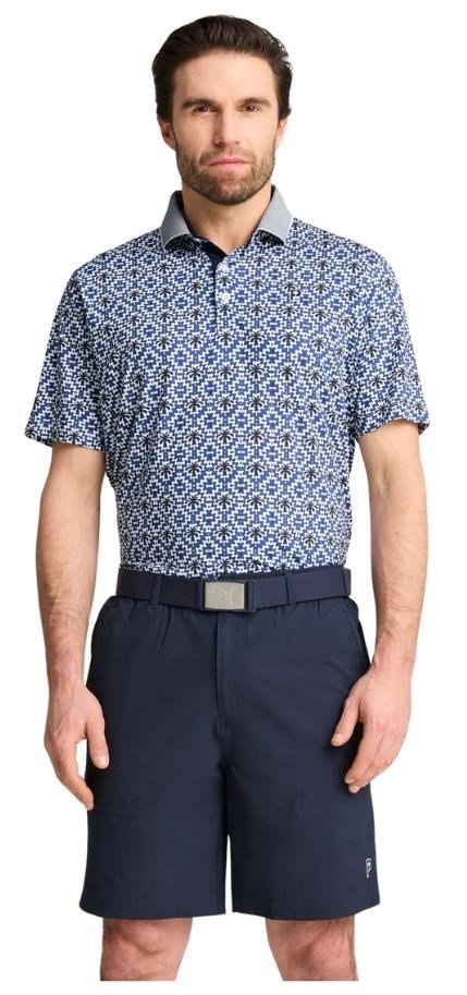 Puma X PTC Tile men's polo, white glow/deep navy