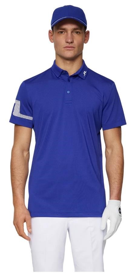 J.Lindeberg Heath Strike men's polo, clematis blue