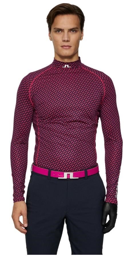 J.Lindeberg Ello Compression Print men's top, tour geo navy