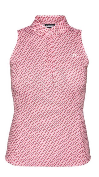 J.Lindeberg Dena Print Sleeveless women's polo, tour geo pink