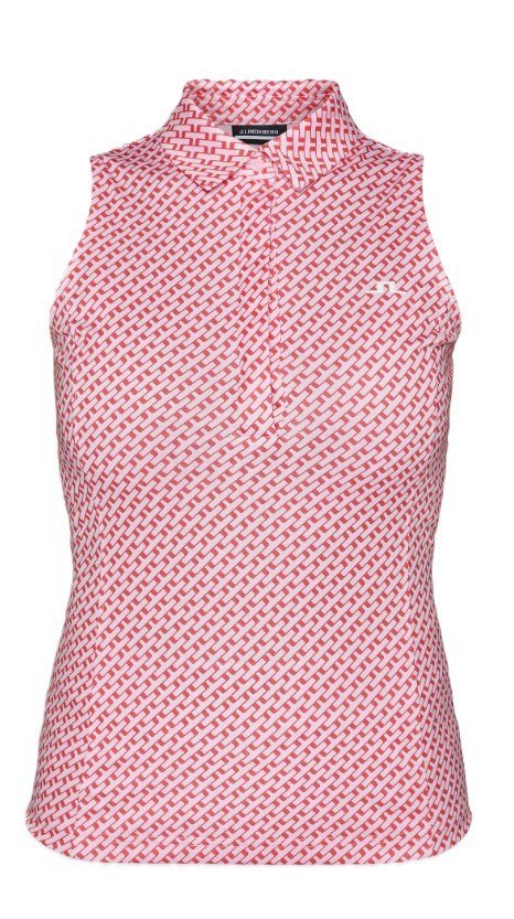 J.Lindeberg Dena Print Sleeveless women's polo, tour geo pink