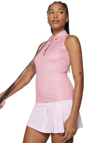 J.Lindeberg Dena Print Sleeveless women's polo, tour geo pink