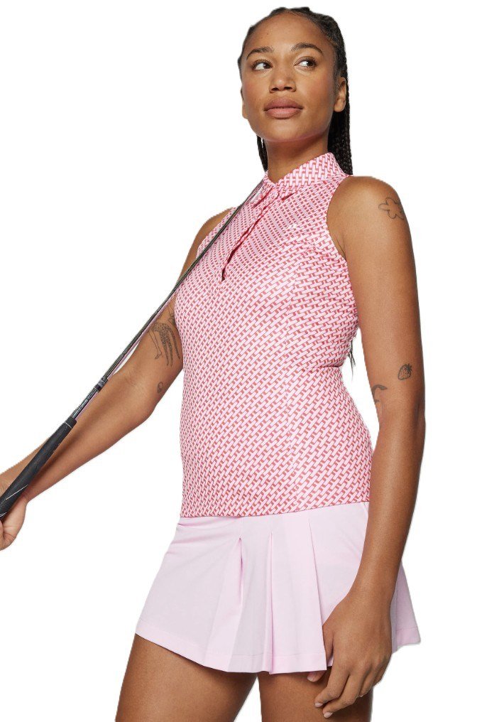 J.Lindeberg Dena Print Sleeveless women's polo, tour geo pink