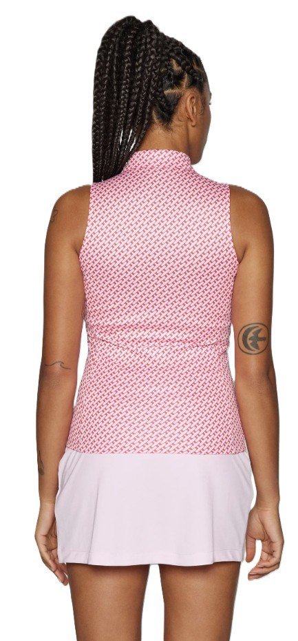 J.Lindeberg Dena Print Sleeveless women's polo, tour geo pink
