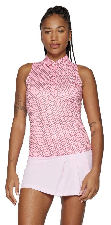 J.Lindeberg Dena Print Sleeveless women's polo, tour geo pink