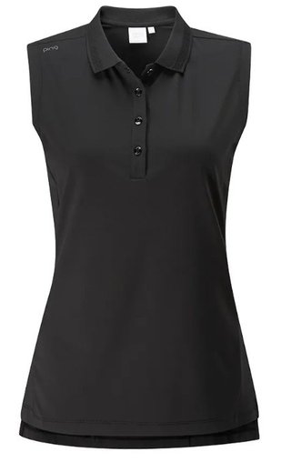 PING Solene Sleeveless ladies polo, black