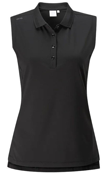 PING Solene Sleeveless ladies polo, black