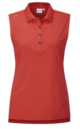 PING Solene sleeveless women's polo, rich red