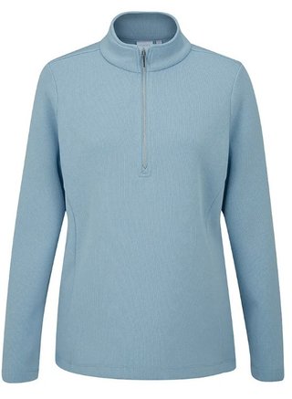 PING Lyla half zip ribbed ladies fleece, sky blue marl