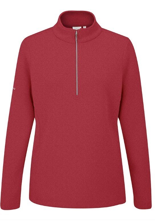 PING Lyla Half Zip Ribbed ladies fleece, rich red marl