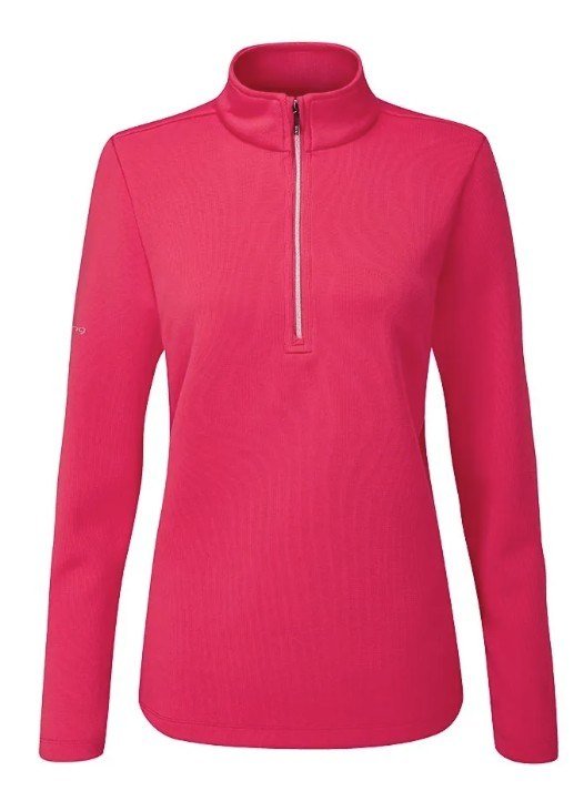 PING Lyla half zip ribbed women's fleece, rosebud