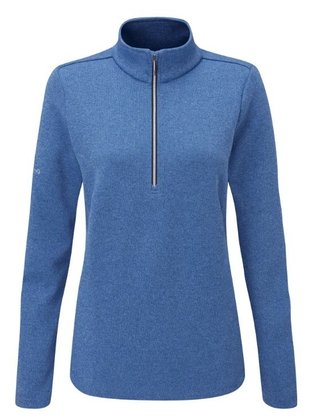 PING Lyla half zip ribbed ladies fleece, snorkel blue marl